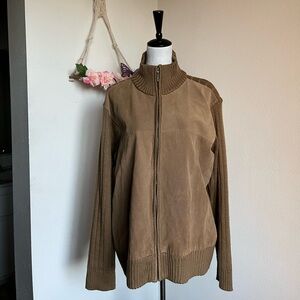 Robert Louis Tan Suede Knit Sweater size XL